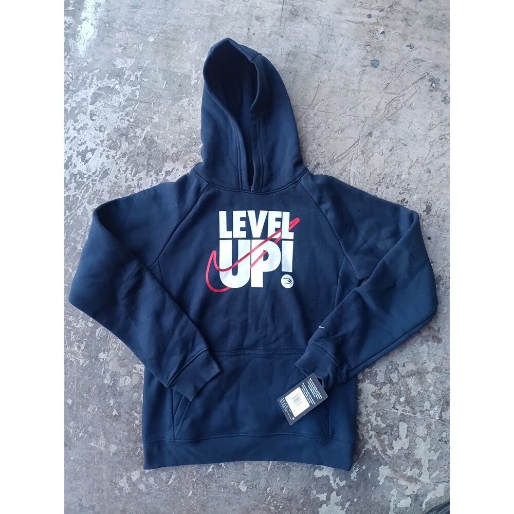 NIKE Boys 3BRAND Russell Wilson Level Up Hoodie Blue Fleece Pullover NWT Sz. L